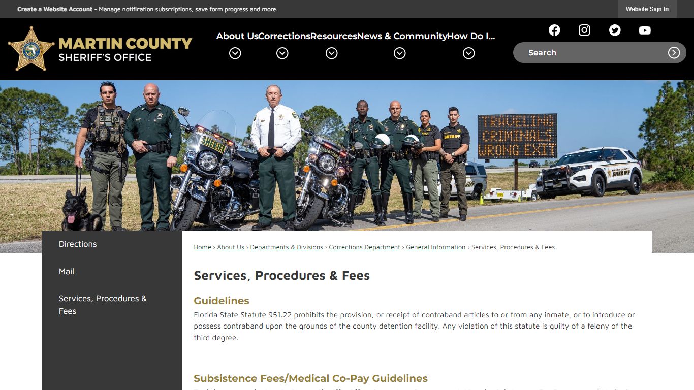Services, Procedures & Fees | Martin County Sheriff's Office, FL